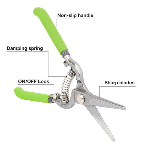 Set of 2 Power Scissors with Straight Blade | Green Handle 1