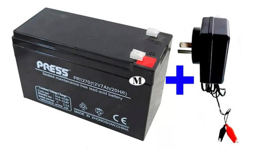 Cargador Corte Automatico 12v 1a + Bateria Gel 12v 7a Flote 1