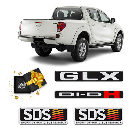 Kit Emblemas L200 Triton Glx 2011/2013 Di-dh Sds Resinado 0