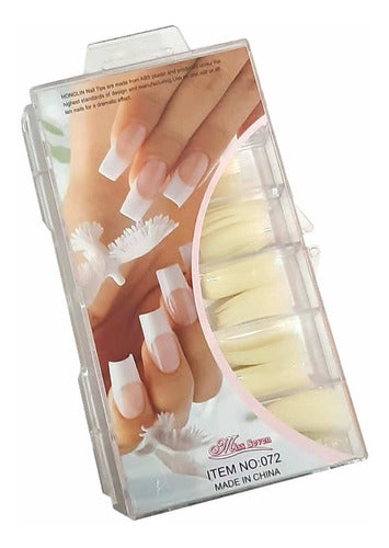 Nail Tips Tips Box X 100 Un. Sculpted Nails White, Natural Transparent 3