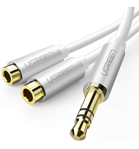 Adaptador Ugreen 3.5mm Macho A 2 Hembras Blanco 0