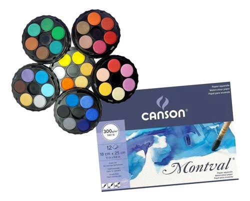 Set Acuarelas Koh I Noor Past X 48 + Canson Montval 18x25 0