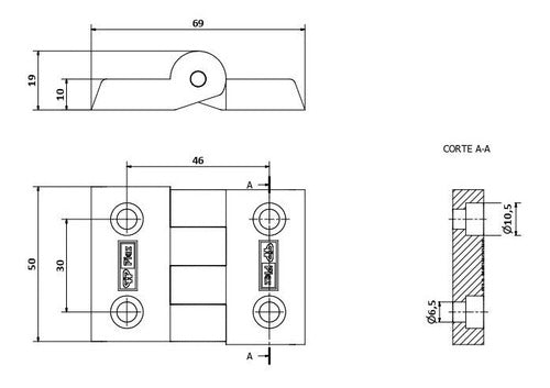 Piaz Pack 4 Reinforced Plastic Hinge A70 70x50 Industrial 1