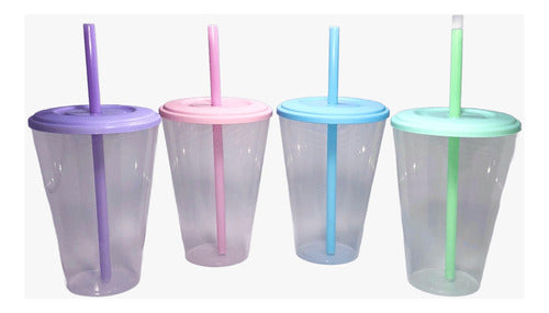 20-Pack Large 420cc Transparent Conical Glass with Lid and Reusable Straw Souvenir 0