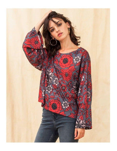 Oxford Long Sleeve Blouse with Wide Design 2