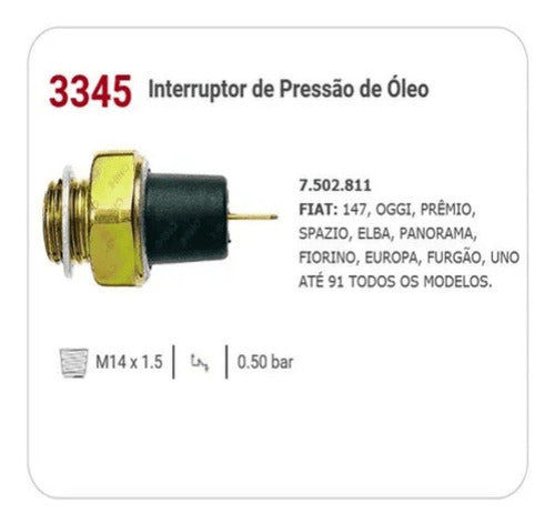 Cebolinha Pressao Do Oleo Fiat Todos - 3rho - 3345 1