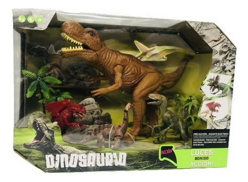 Set De Dinousario T-rex Con Sonidos Luces Camina Coleccion P 0