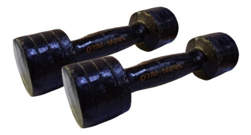 GYM-MAN Cast Iron Dumbbells 3kg X2 Round or Hexagonal 0