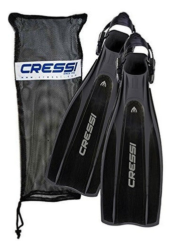 Cressi Pro Light Open Heel Diving Fins, Black with Bag, X-Large - US Men's 14/15 0