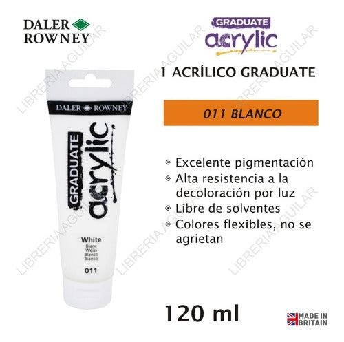 Daler Rowney Graduate Acrylic 120ml White 011 England 1