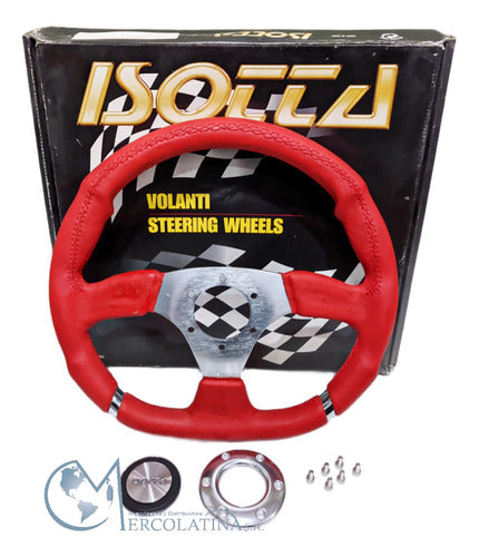 Isotta 350mm Italian Red Leather Steering Wheel 2