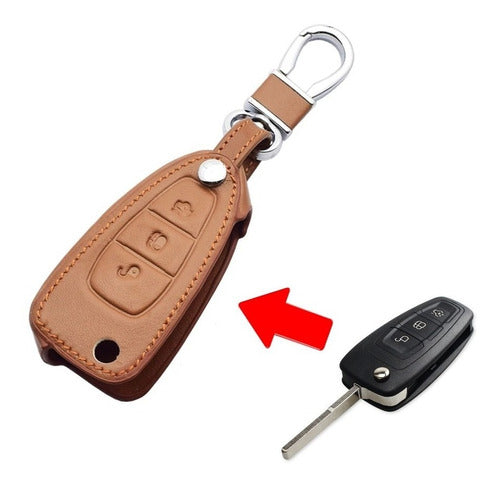 Leather Keychain Case for Ford Remote Control - Piel Color 0