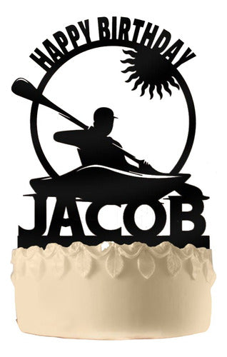 Cake Topper Adorno Torta - Cumple Kayak Canoa Personalizado 0