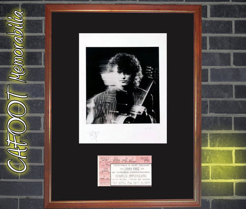 Jimmy Page Signed Photo and 1988 Led Zeppelin Concert Ticket Display Case 0