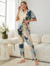 Shein Conjunto Pijama Estampado De Hoja Carolinas Home 1