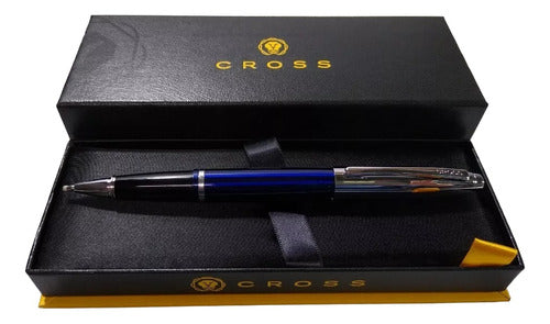 Cross Calais Chrome & Blue Lacquer Rollerball Pen 0