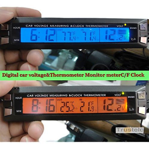 Volt Coche Auto Tensión Monitor De Temperatura Y Termómetro 0