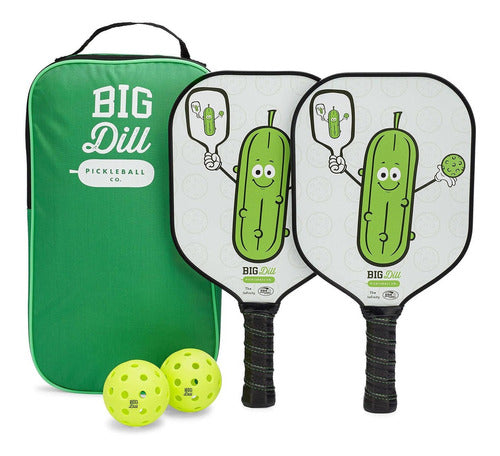 Big Dill Pickleball Co. Pickleball Paddles Set Includes 2 USAPA-Approved Paddles with Neoprene Covers, 2 Pickleballs and Carry Bag 0