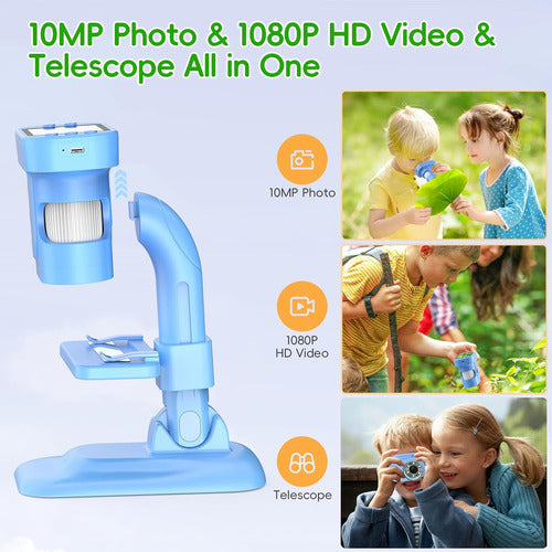 JPVERLY Digital Microscope for Kids 5-1, 300x Zoom, HD Screen 1