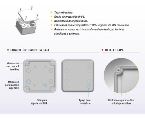 Caja Paso Estanca Pvc Balun Camara Cctv Ip65 90x90x75mm 5