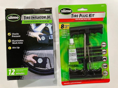 Combo Slime Compresor + Kit Reparacion Neumaticos Viaje Moto 3