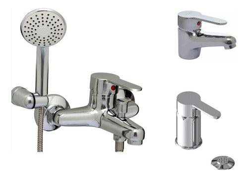 Complete Madrid Mozart Chrome Metal Bathroom Faucet Set 0