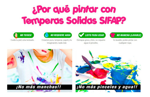 Tempera Solida Sifap Colores Clasicos Pack X 6 Unidades 3