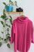 Maxi Oversized Sweater with Wide Long Neck. Black Fuchsia 2