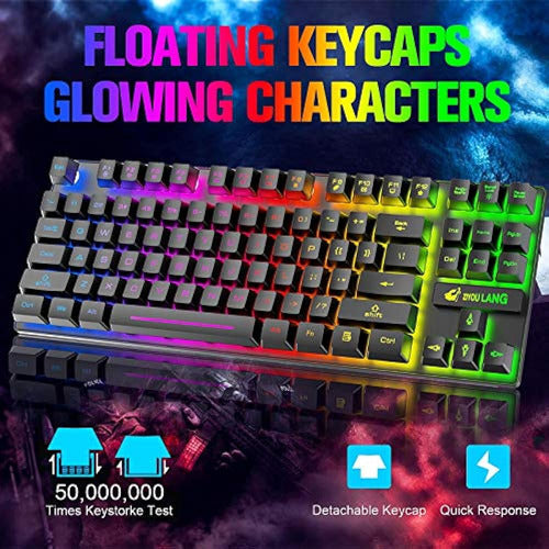 Ziyou Lang Wireless Gaming Keyboard and Mouse Combo with 87 Keys 1