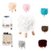 Fluffy Stool with Long Fur Cover and Wooden Legs 0