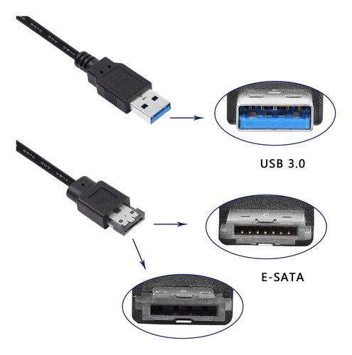 Xmsjsiy Cable Adaptador Usb A Esata De 5 Gbps Usb 3.0 A Alim 5