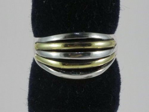 Anillo 5 Alianzas Chico En Plata 925 Y Oro 18k 0