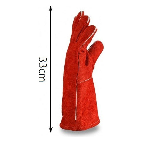 Set of 5 Long Welding Gloves for Grillmasters in Leather and Kevlar Stitching 3
