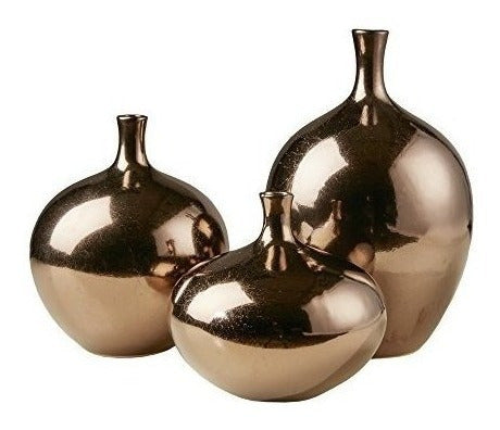 Home Logic Ansen Metallic Bronze Vase Set of 3 Pieces 1