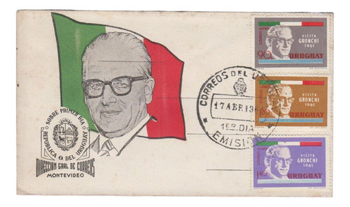 1961 Uruguay Visita De Presidente Italiano Gronchi Sobre Fdc 0