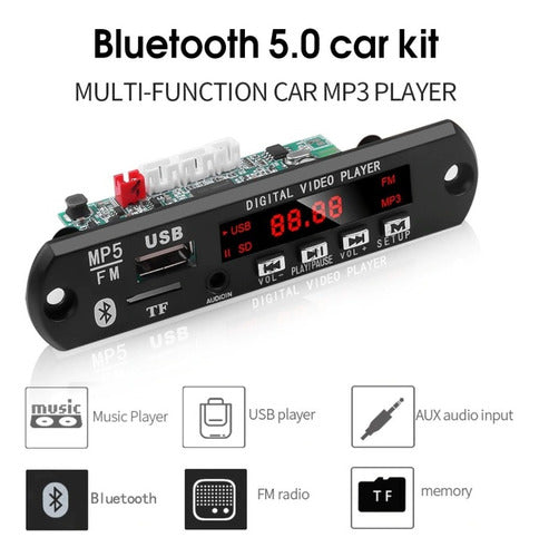 Modulo Bluetooth 5.0 Aux Mp3 Usb Mp5 Fm C/control 12v 1