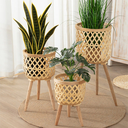 Iluminarás Medium Bamboo Boho Style Planter 2