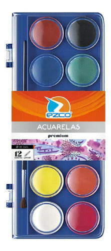 Acuarela Acuarelas Ezco Premium X 12 Colores + Pincel 0