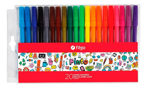 Filgo Water-based School Markers Set of 20 Colors 328 0