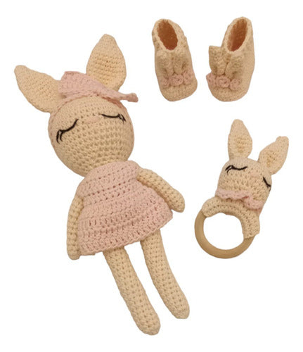 JUGUETOPOLIS Amigurumi Muñeco + Sonajero + Zapatitos Escarpines Crochet 0