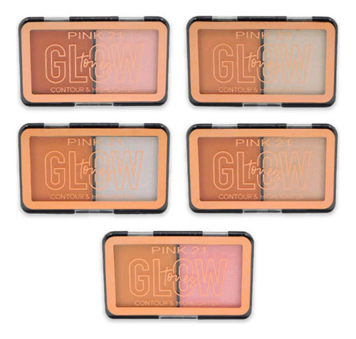 Pink 21 Glow Tones Face Contour and Highlighter Palette - Pink 21 1