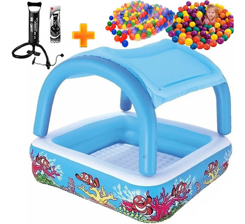 Pileta Pelotero Inflable C/ Techo Desmontable Niños+ Pelotas 1