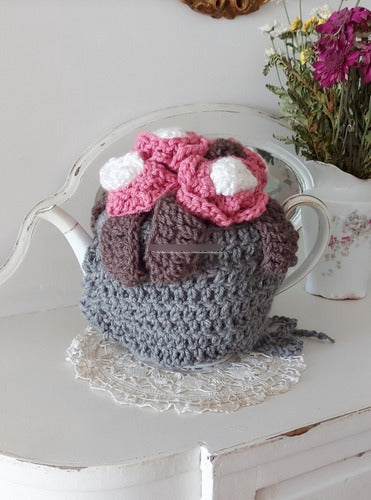 Mi Mercadito Gray Crochet Teapot Cover 0