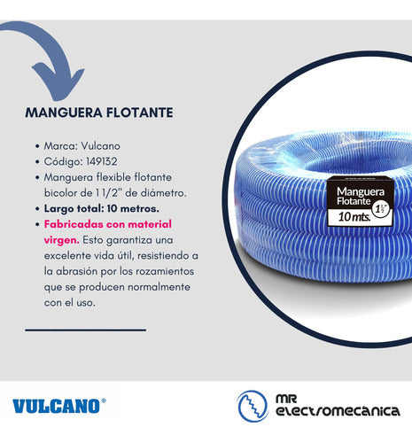 Vulcano Cleaning Kit: Pool Vacuum + 10m Floating Hose + Coupling 5