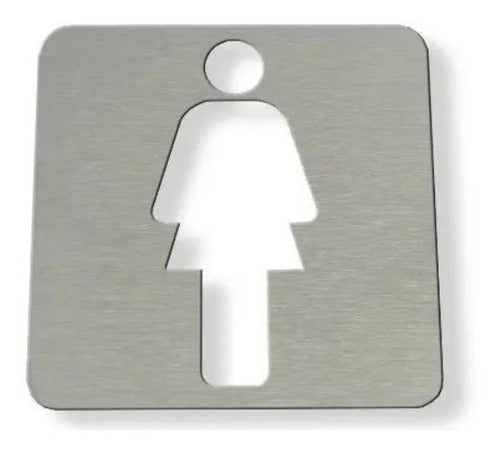 Amerzone Bathroom Sign Women 10x10cm Silver Acrylic Offer 0