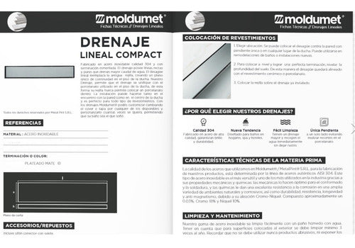 Desague Lineal 70cm Acero Inox. Compact Premium Moldumet 2