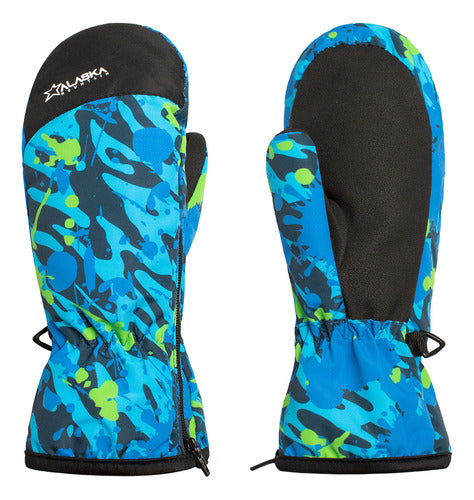 Alaska Guantes Mitones Ski Niños Crow Waterproof Azul 0