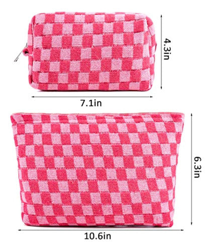 ZLFSRQ Women’s Checkerboard Makeup Bag 3