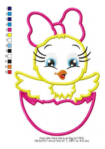 Embroidery Machine Design Matriz Little Chicken Girl Eggshell 801 2
