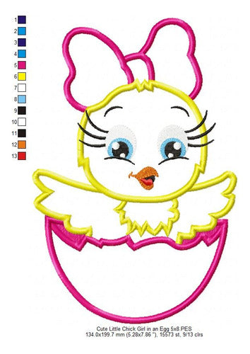 Embroidery Machine Design Matriz Little Chicken Girl Eggshell 801 3